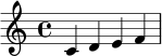\relative c' { c4 d4 e4 f4 }